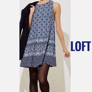 LOFT Mosaic Border Sleeveless Swing Dress